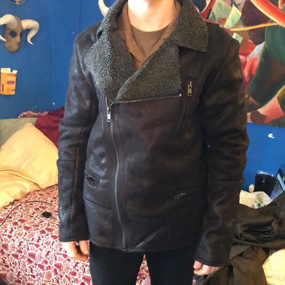 Black Shearling Moto Jacket NWT - Picture 8 of 8